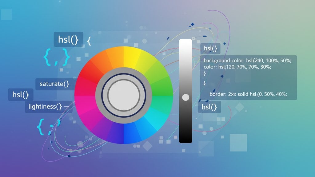 Side by side comparison of RGB and HSL color models with code editor styling and color swatches